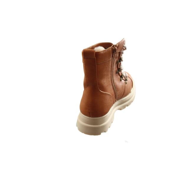 Big Girls Boots Willa Zipper Lace-Up Combat Shearling Style Boots Sz 5 Cognac - Picture 4 of 6